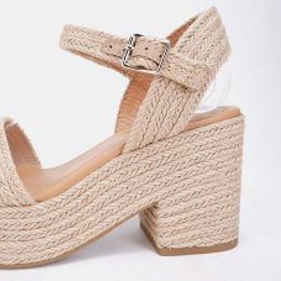 1 Left! Soda CASTLE Tan Woven Espadrille Jute Wedge Heel Mule - Picture 4 of 12